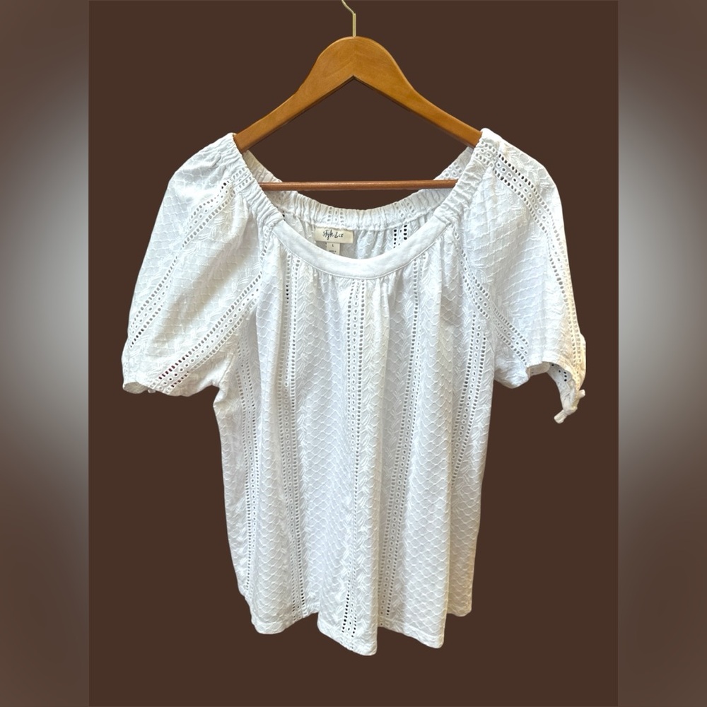 Style & Company EUC White Eyelet Blouse